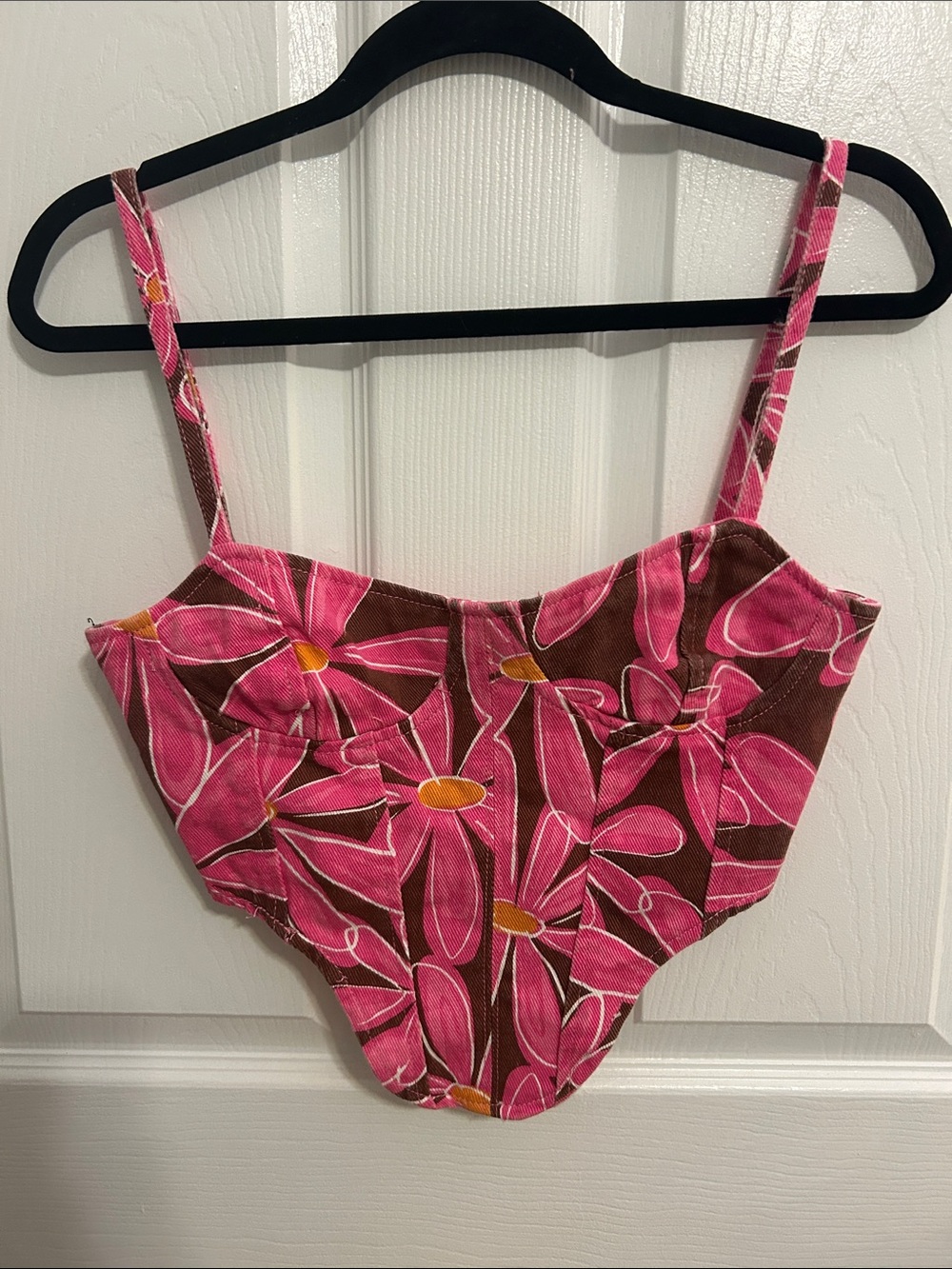 PrettyLittleThing Pink Floral Corset Top